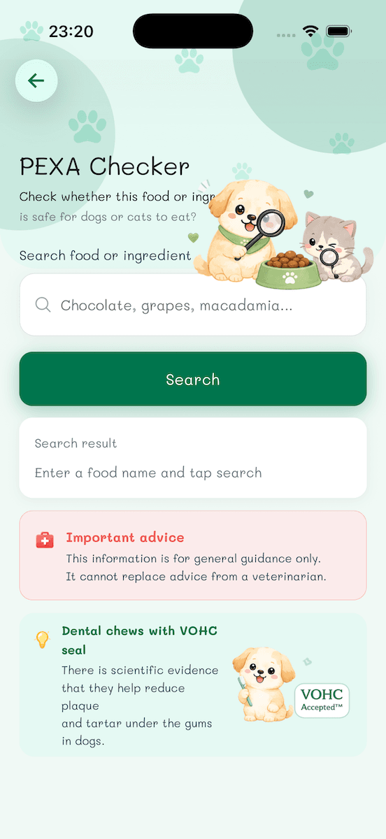 Food safety guide for dogs and cats